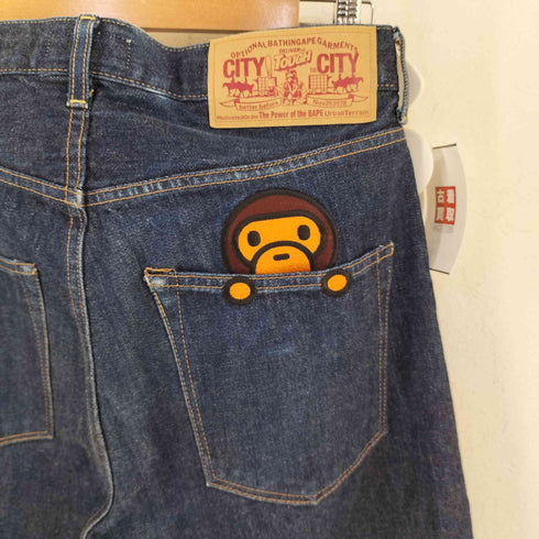 アベイシングエイプ A BATHING APE キャラクター刺繍デニムパンツ メンズ JPN:S